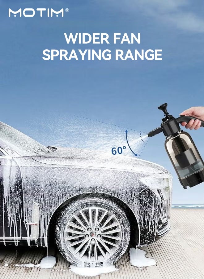 Motim 5Pc/Set Handheld Car Wash Sprayer Pressure Pump, 2L Foam Watering Can with Car Washing Towel and Washing Gloving, Car Cleaning Supplies, Pressure Sprayer for Home, Lawn, Garden, Car - Image 2